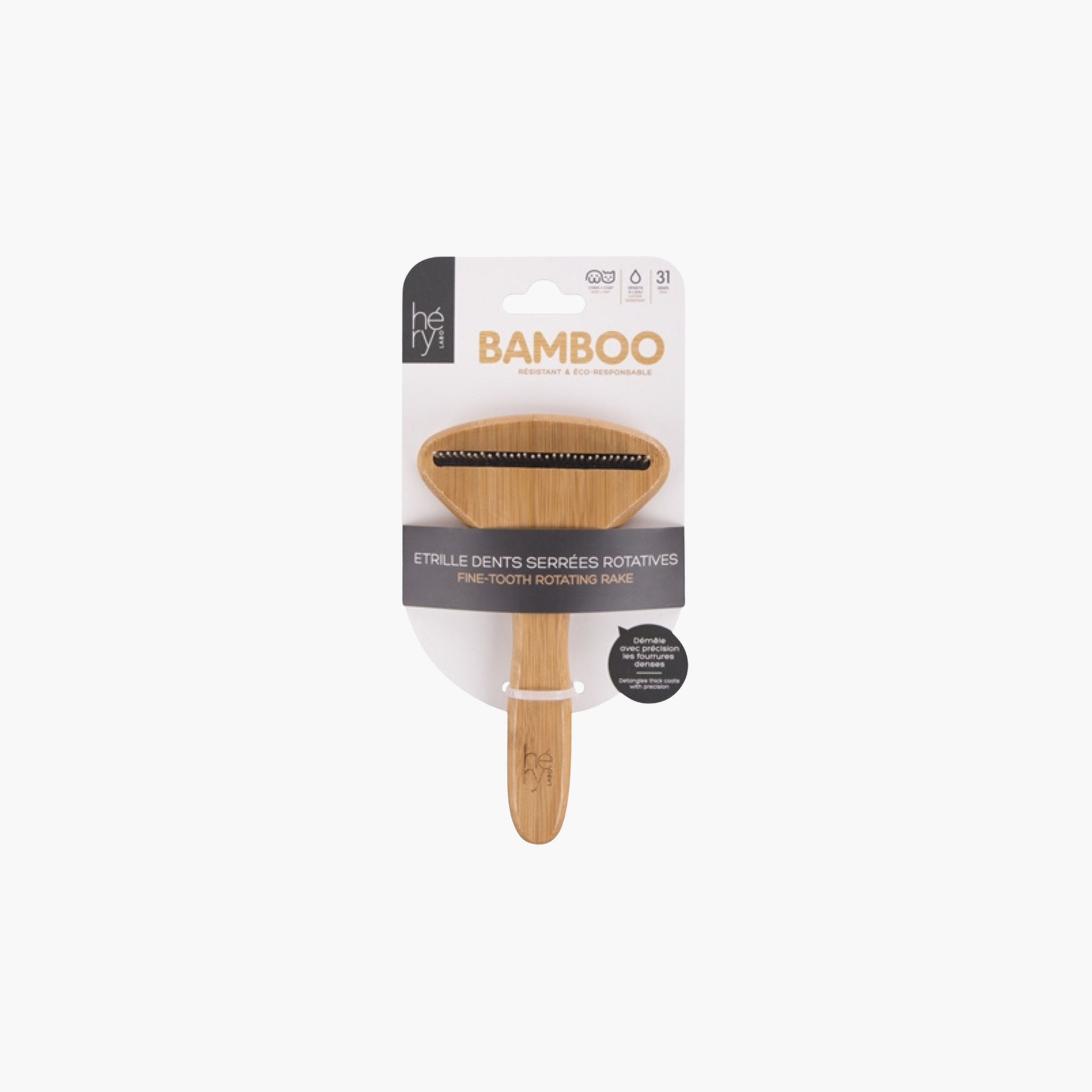 Hery Labo Roskam Fijn Met Roterende Tanden Bamboe - Pet Global Shop