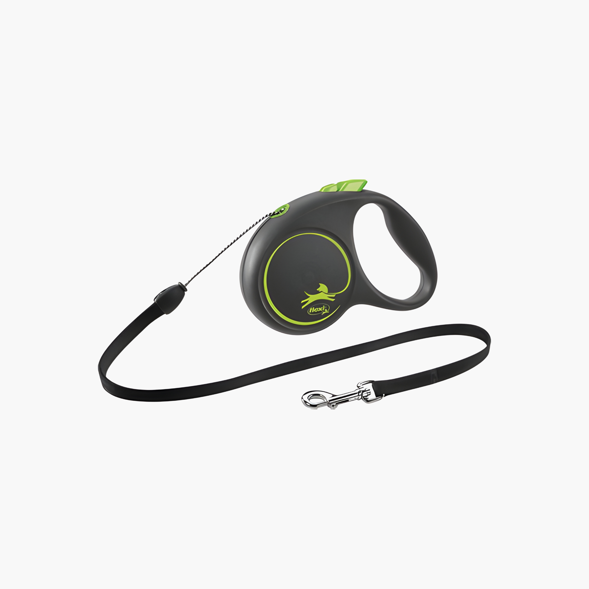 Flexi hondenriem rolijn zwart met groen accent – automatische hondenlijn
